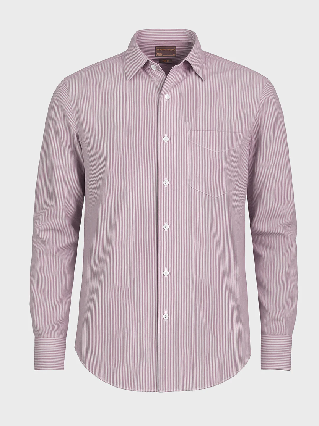 Men's Brown Slim Fit Striped Formal Shirt - Image 3