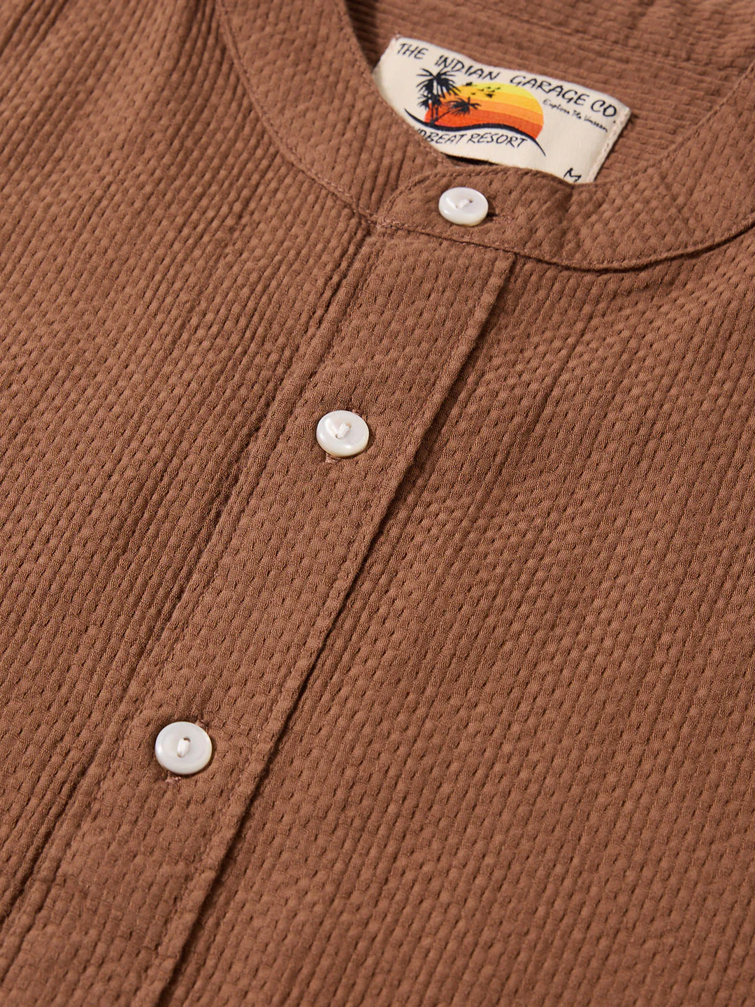 Men's Brown Slim Fit Textured Casual Shirt - Image 7