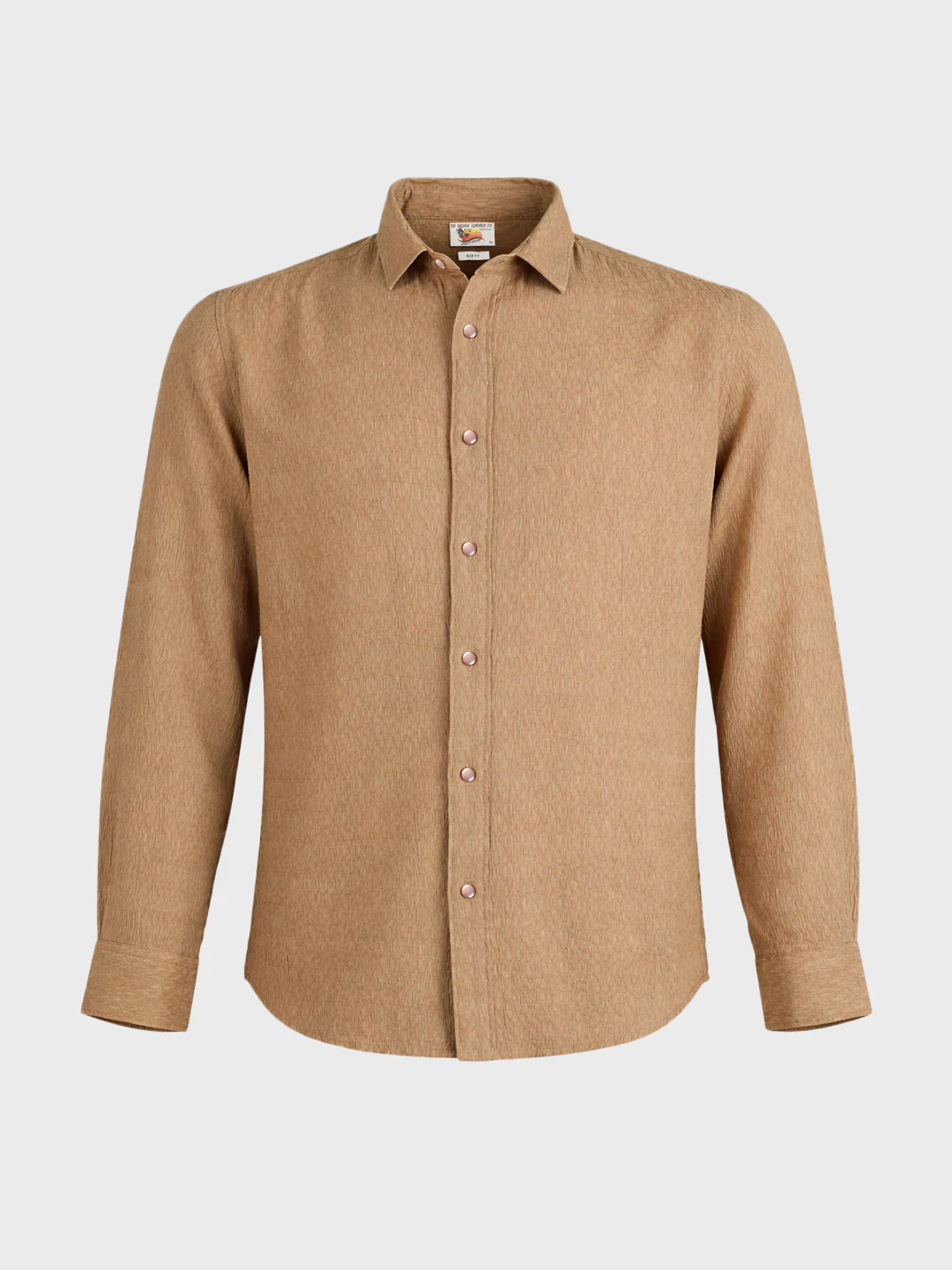 Men's Brown Slim Fit Textured Casual Shirt - Image 6