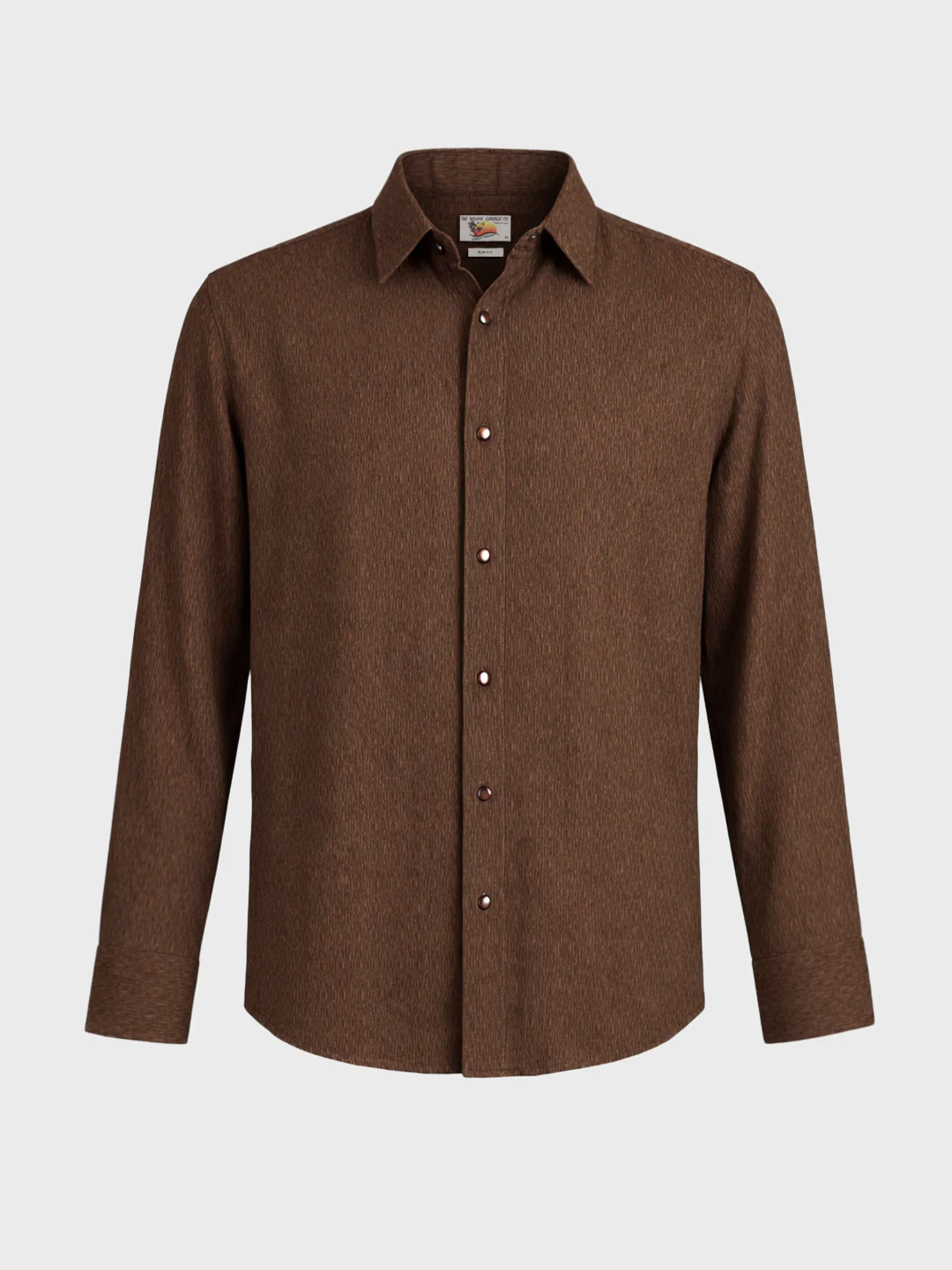 Men's Brown Slim Fit Textured Casual Shirt - Image 6