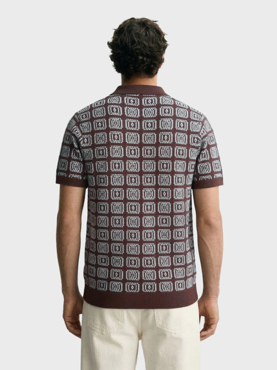 Men's Brown Slim Fit Textured Casual Shirt - Image 5