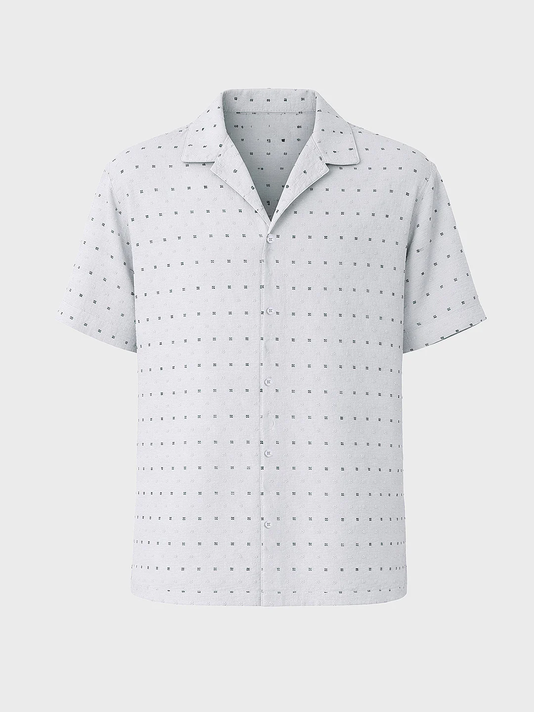 Men's Grey Relaxed Fit Resort Wear Textured Shirt - Image 4