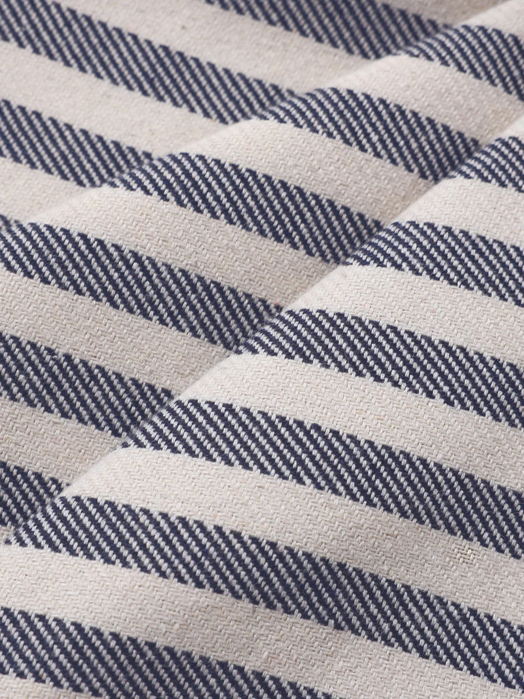 Men's Cream Loose Fit Vertical Stripes Casual Trousers - Image 7