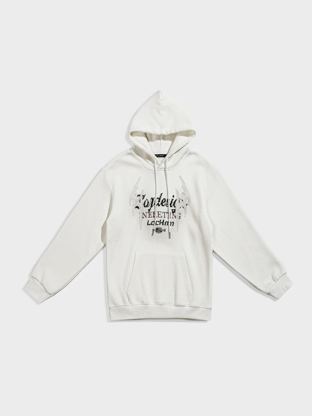 Men's Cream Oversized Fit Embrodered Casual Sweatshirt - Image 3