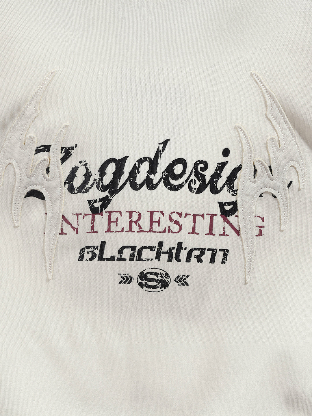 Men's Cream Oversized Fit Embrodered Casual Sweatshirt - Image 5
