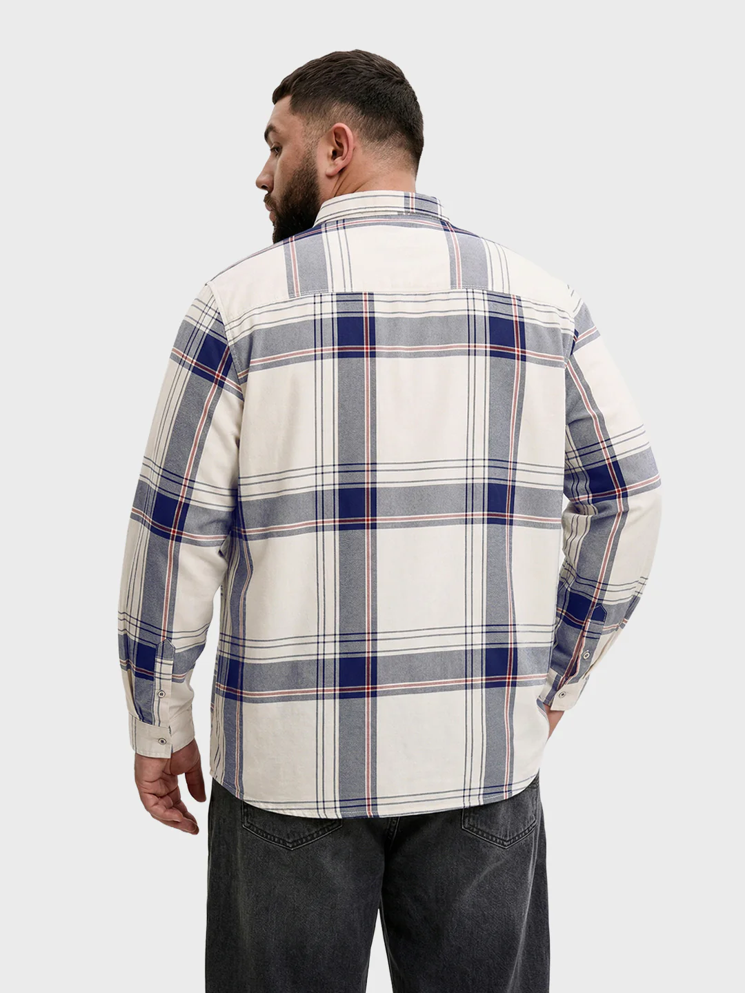 Men's Cream Regular Fit Checkered Casual Shirt - Image 3