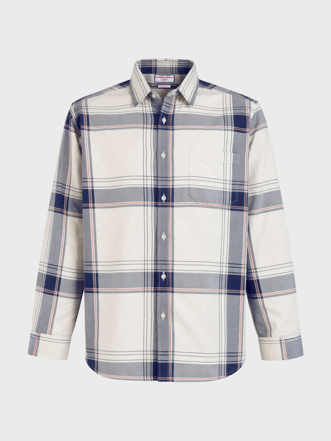 Men's Cream Regular Fit Checkered Casual Shirt - Image 4
