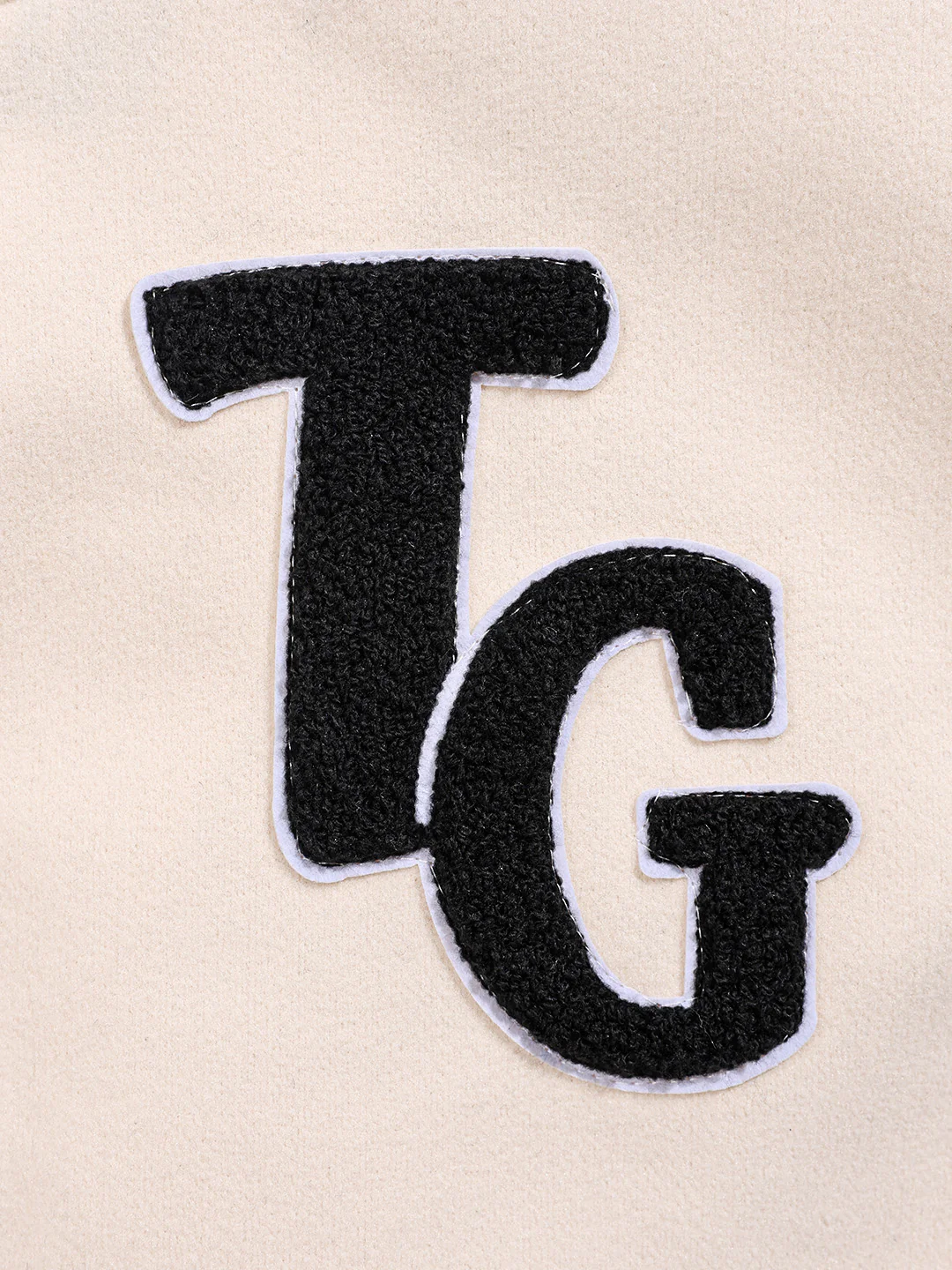 Men's Cream Regular Fit Embroided Casual Bomber Jacket - Image 5