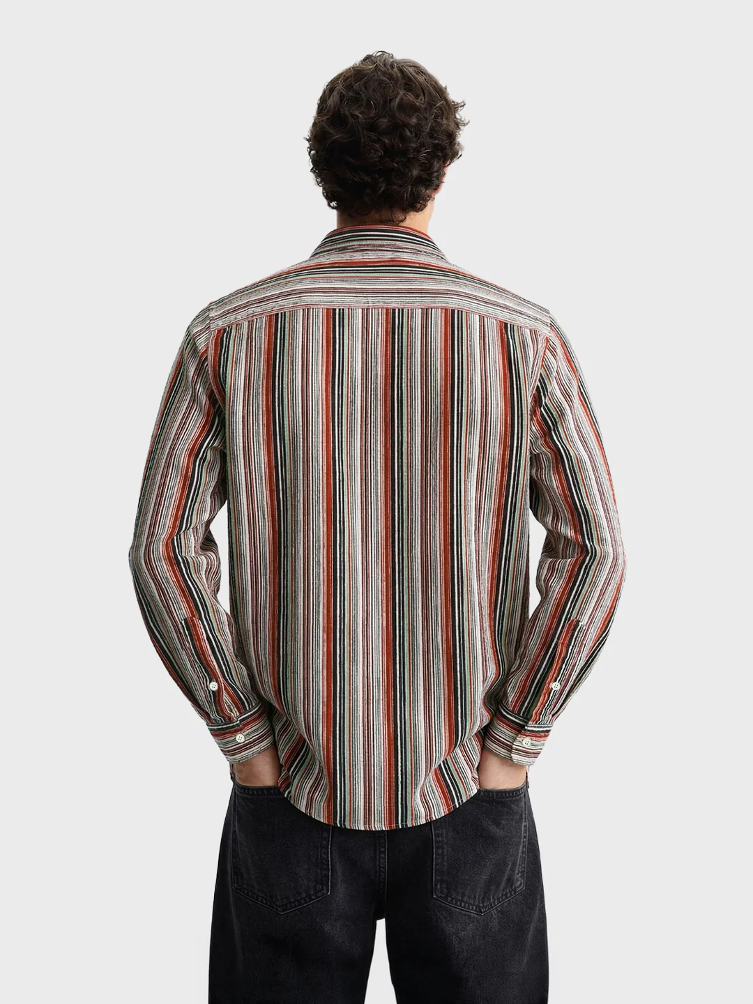 Men's Multicolor Regular Fit Striped Casual Shirt - Image 5