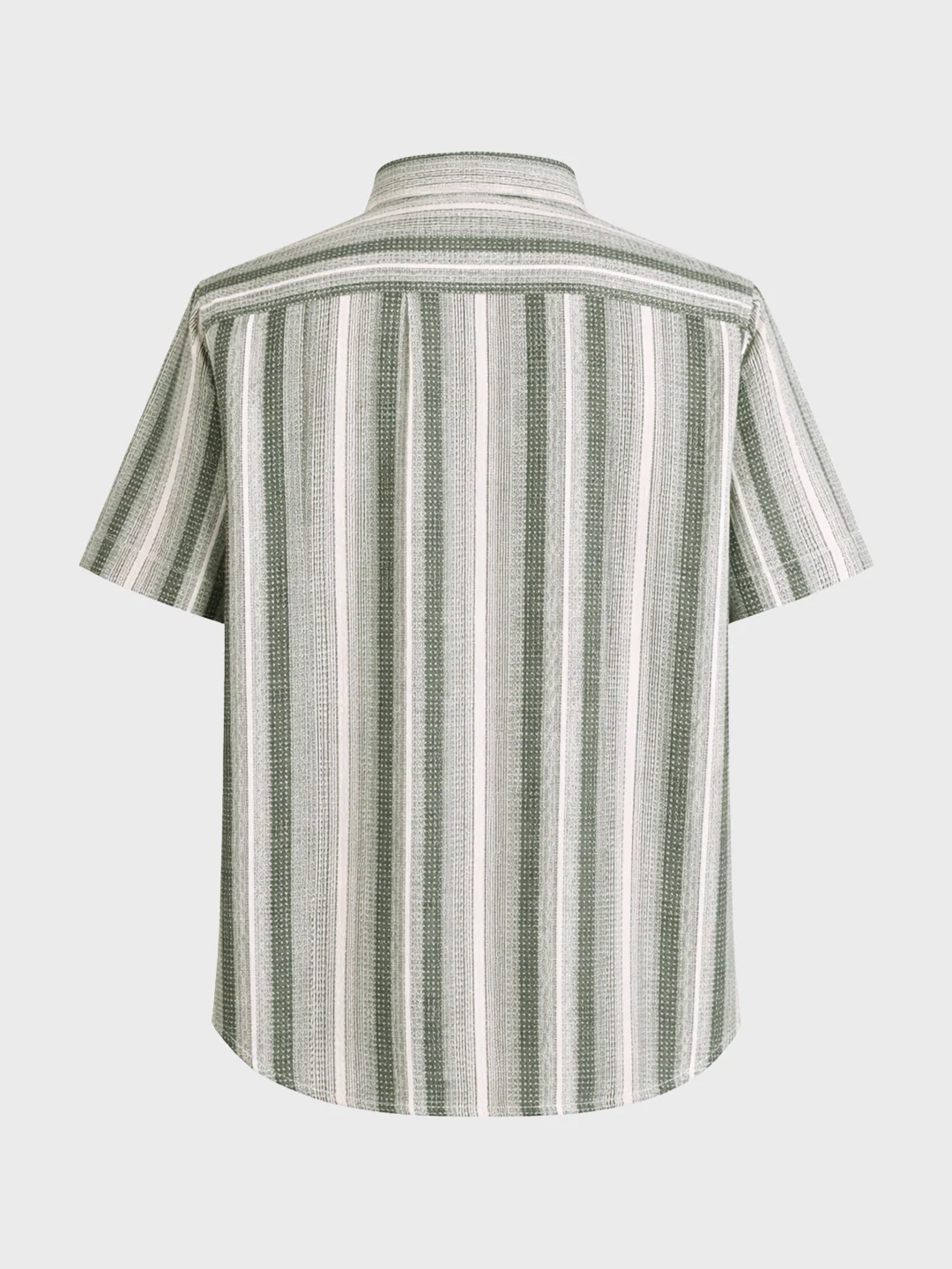 Men's Cream Regular Fit Striped Casual Shirt - Image 5