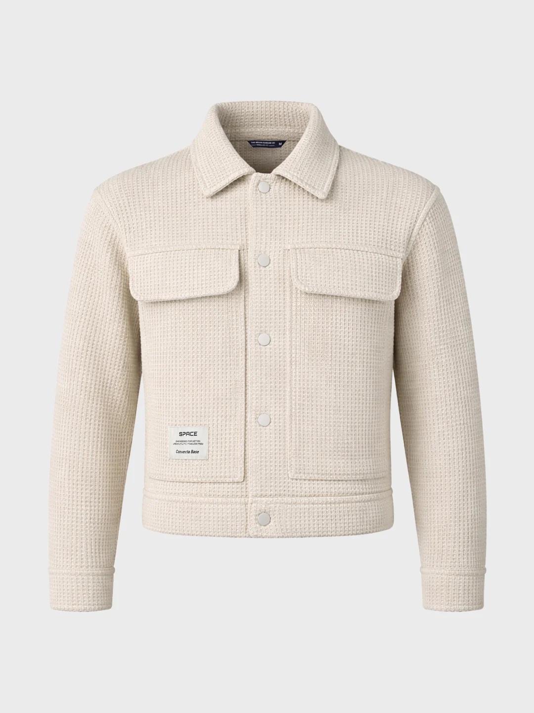Men's Cream Regular Fit Textured Casual Jacket - Image 3
