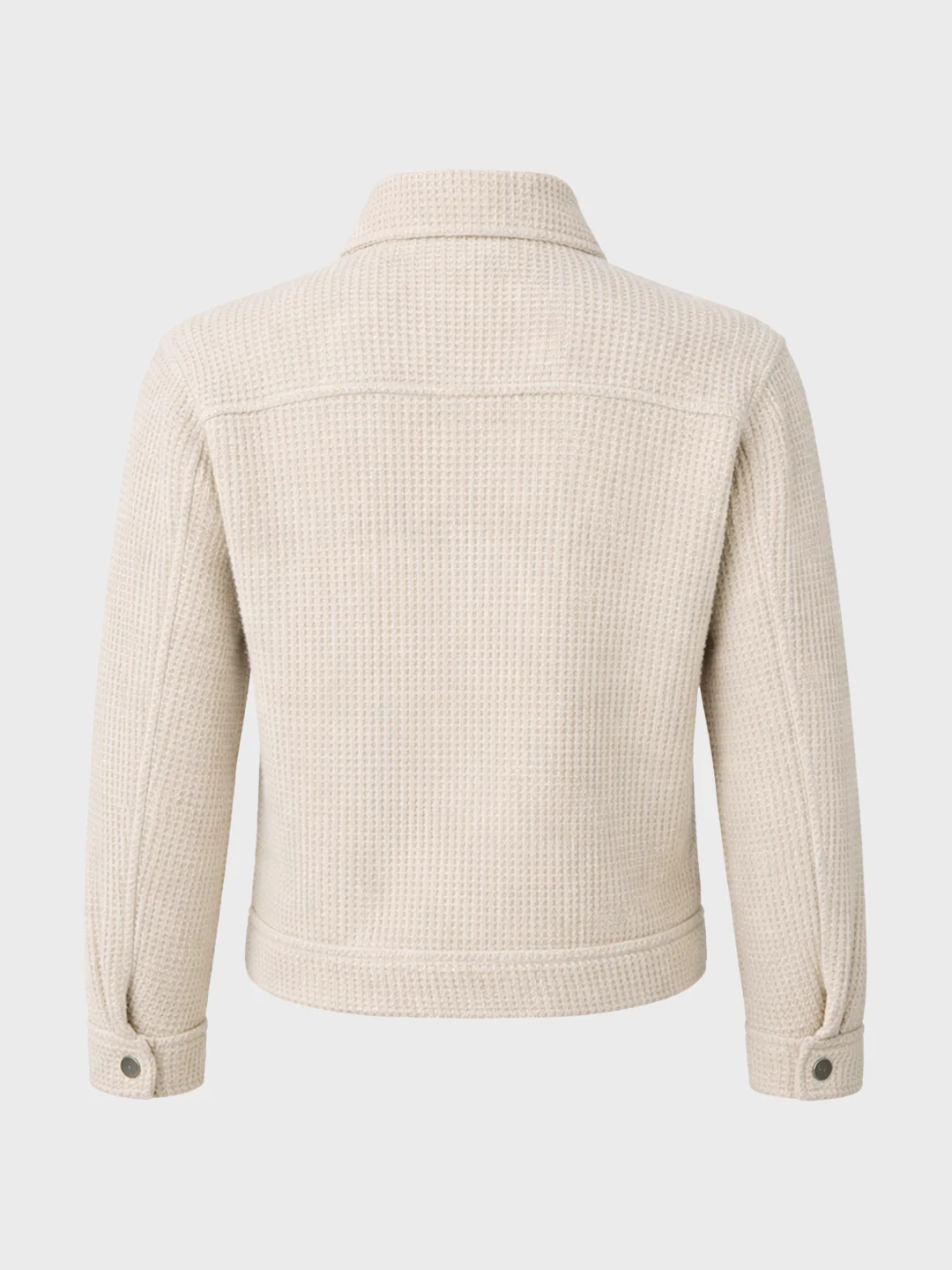 Men's Cream Regular Fit Textured Casual Jacket - Image 4