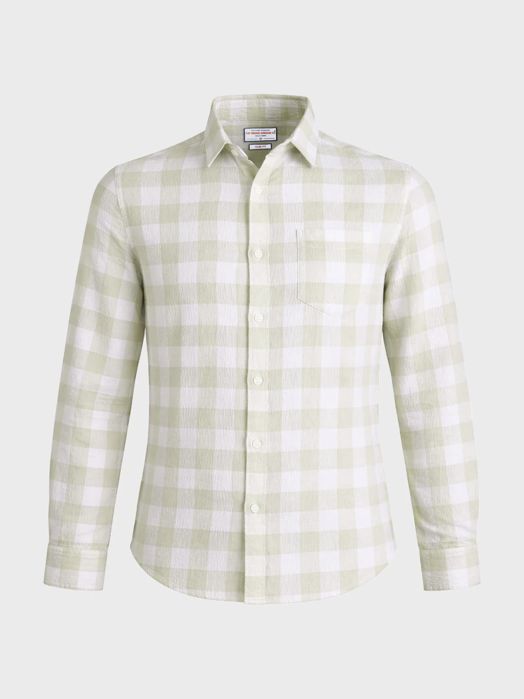 Men's Cream Relaxed Fit Checkered Oddinary Shirt - Image 5