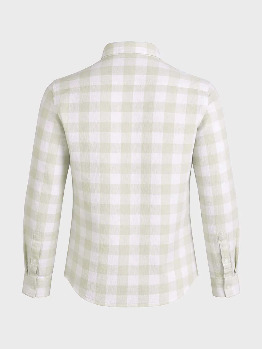 Men's Cream Relaxed Fit Checkered Oddinary Shirt - Image 6