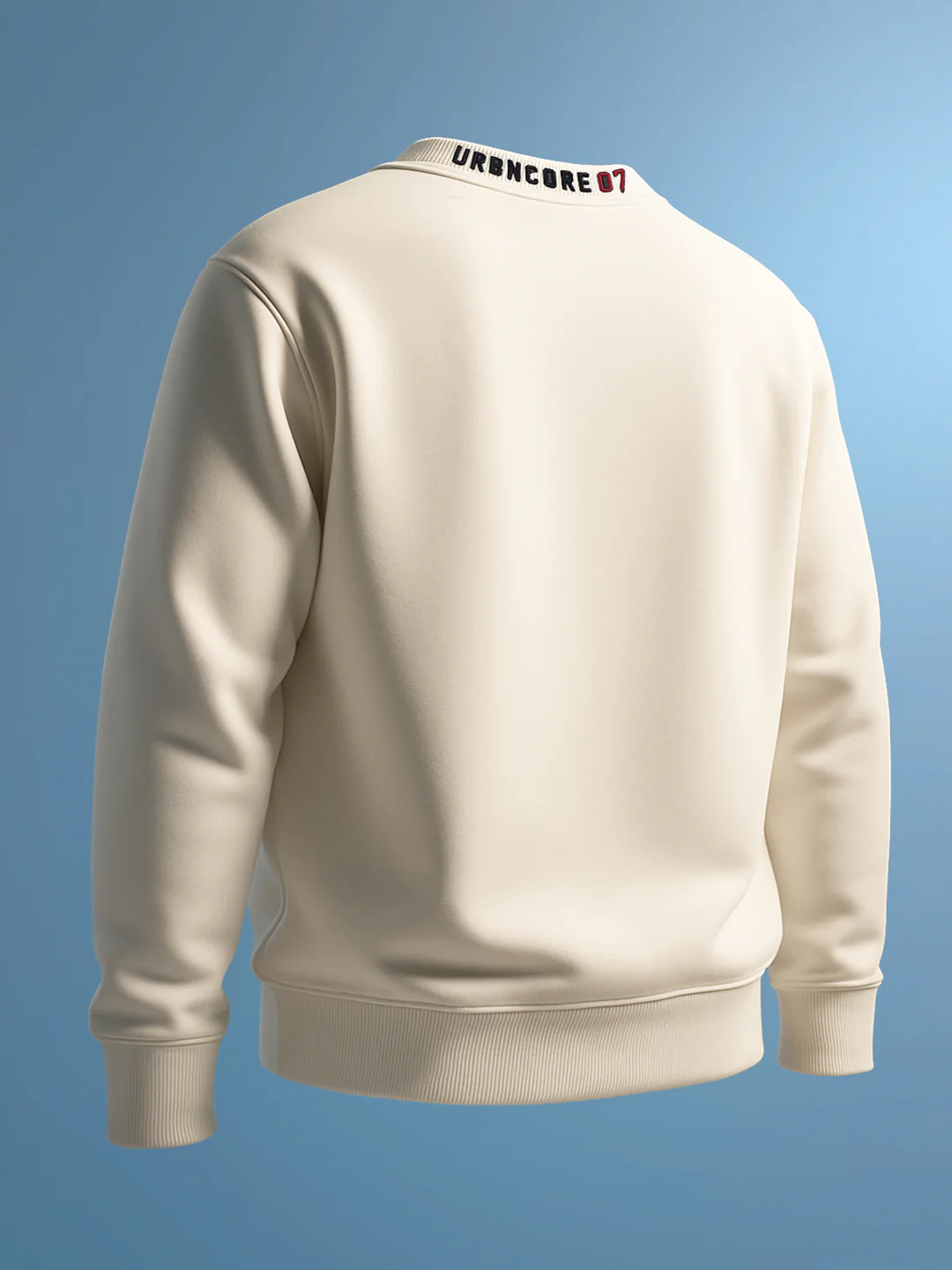 Men's Cream Relaxed Fit Embroided Casual Sweatshirt - Image 2