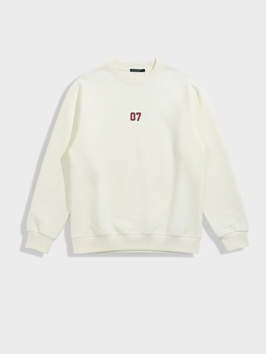 Men's Cream Relaxed Fit Embroided Casual Sweatshirt - Image 3
