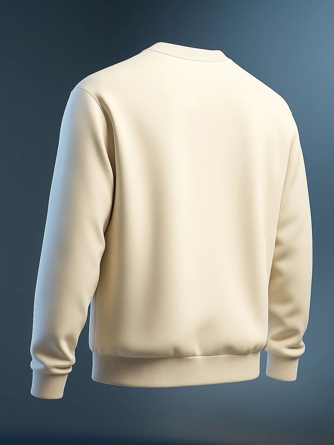 Men's Cream Relaxed Fit Embroided Casual Sweatshirt - Image 2