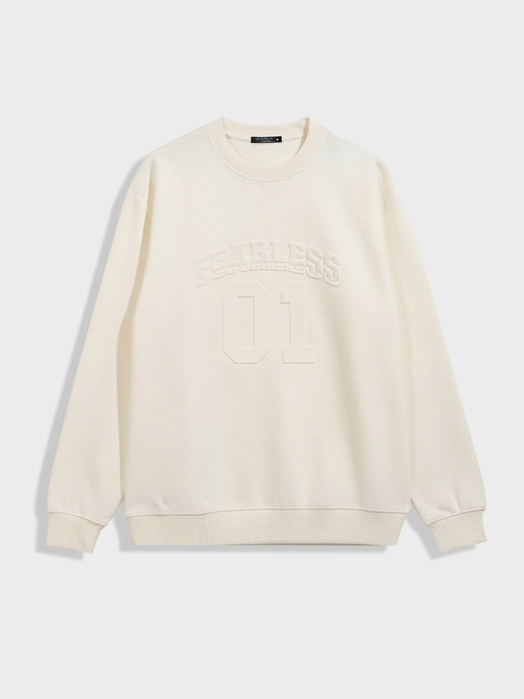Men's Cream Relaxed Fit Embroided Casual Sweatshirt - Image 3