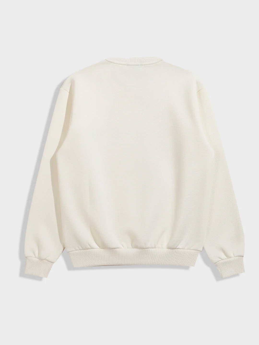 Men's Cream Relaxed Fit Embroided Casual Sweatshirt - Image 4