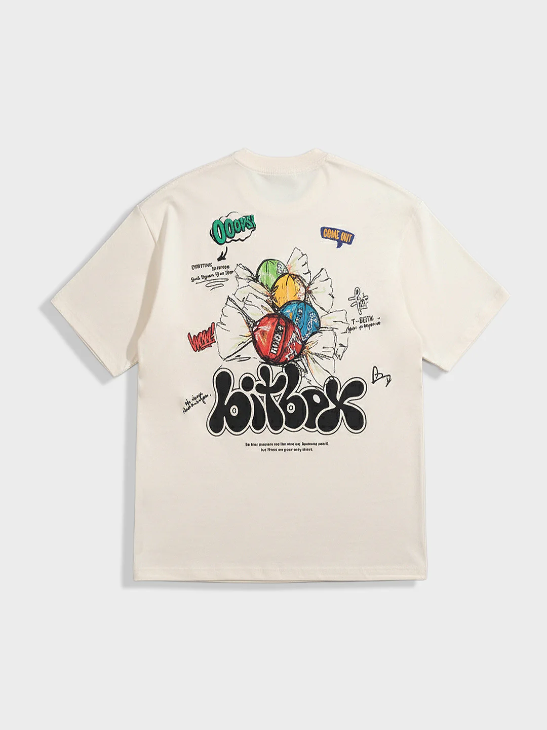 Men's Cream Relaxed Fit Embroided 240 GSM Casual T-Shirt - Image 6