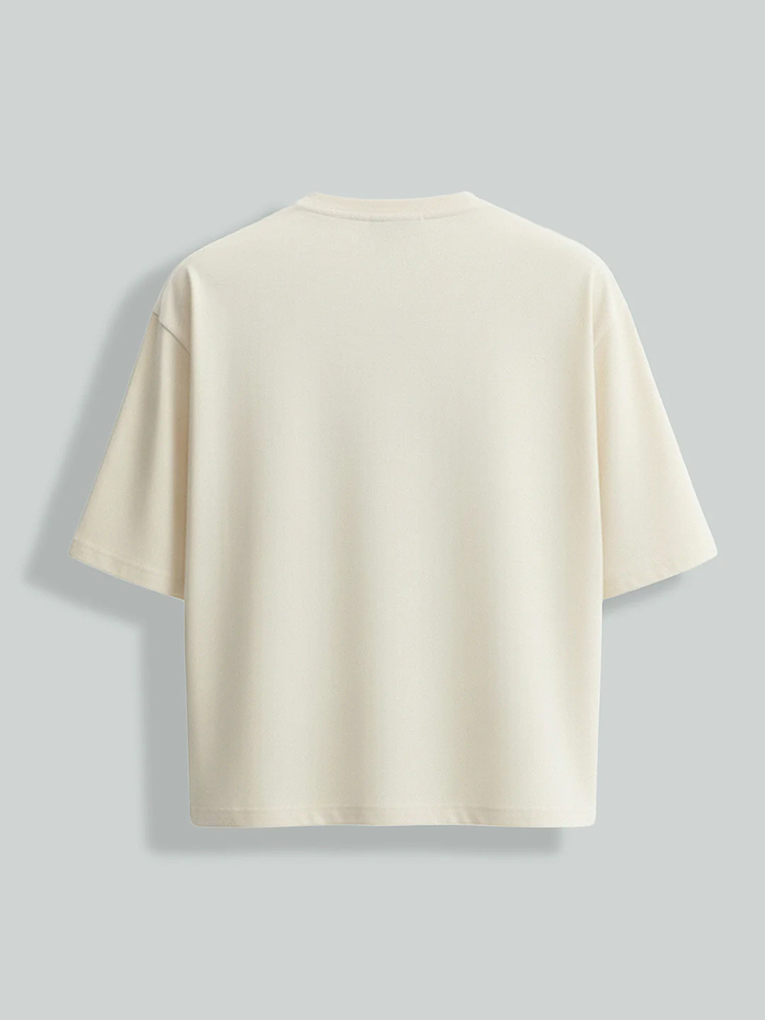 Men's Cream Relaxed Fit Embroided 240 GSM Casual T-Shirt - Image 6