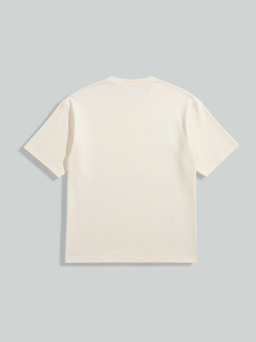 Men's Cream Relaxed Fit Embroided 240 GSM Resort Wear T-Shirt - Image 6