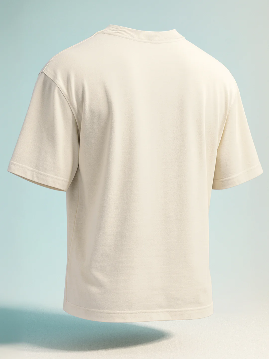 Men's Cream Relaxed Fit Graphic Printed 240 GSM Casual T-Shirt - Image 3