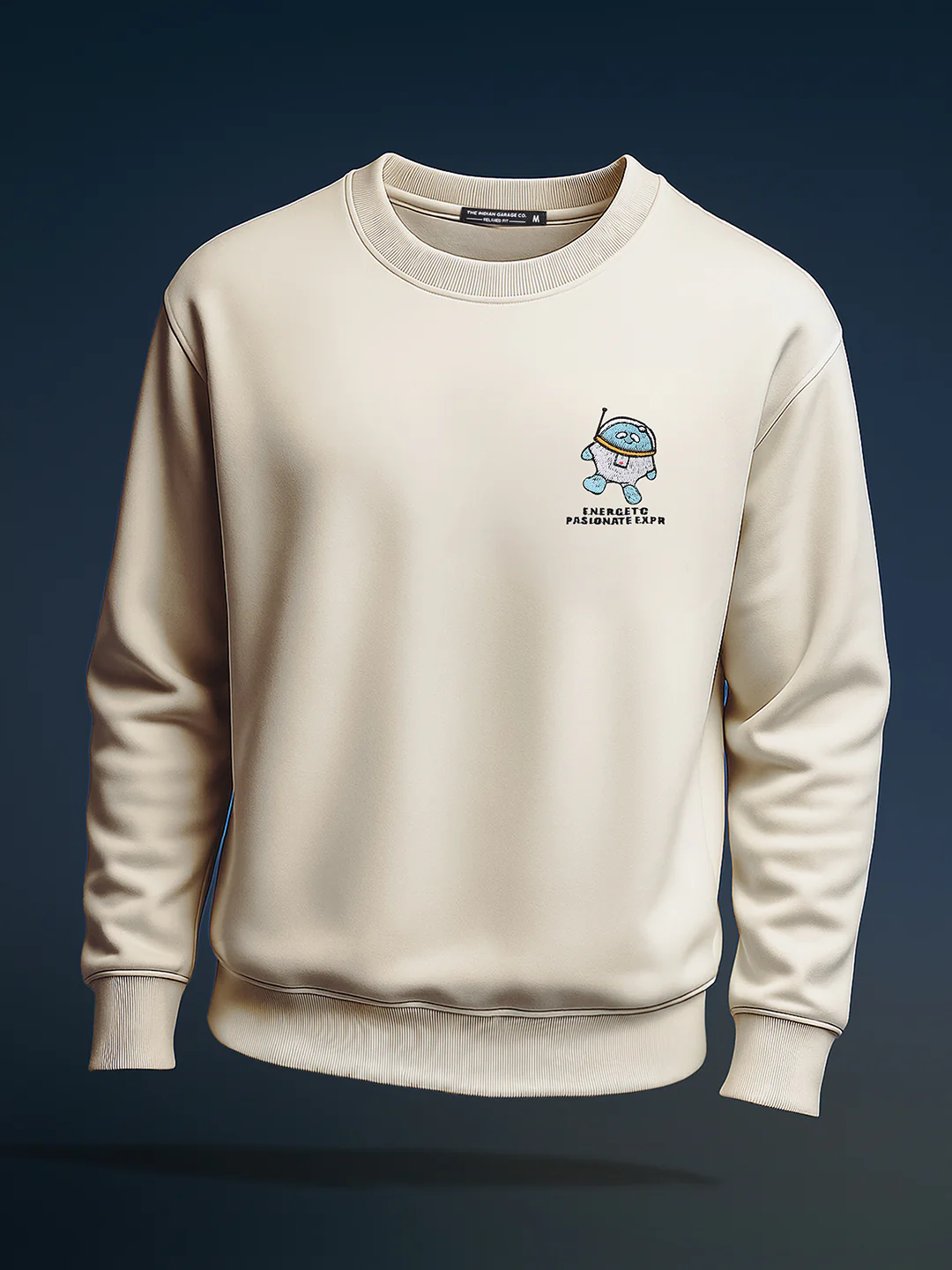Men's Cream Relaxed Fit Graphic Printed Casual Sweatshirt - Image 2