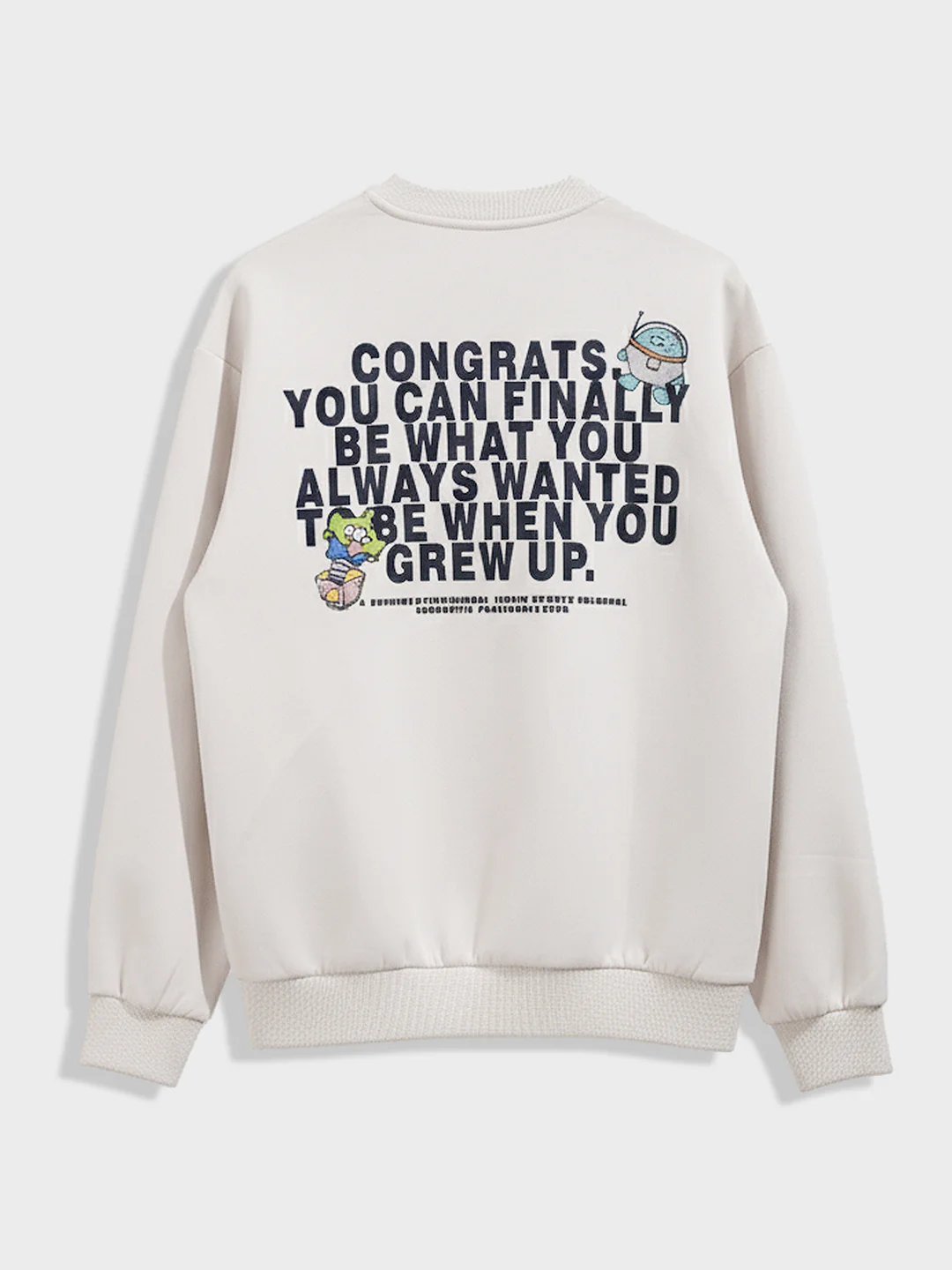 Men's Cream Relaxed Fit Graphic Printed Casual Sweatshirt - Image 4