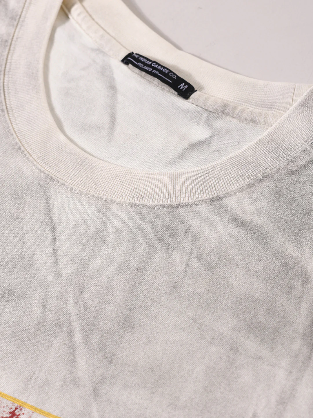 Men's Cream Relaxed Fit Graphic Printed 240 GSM Street Wear T-Shirt - Image 4