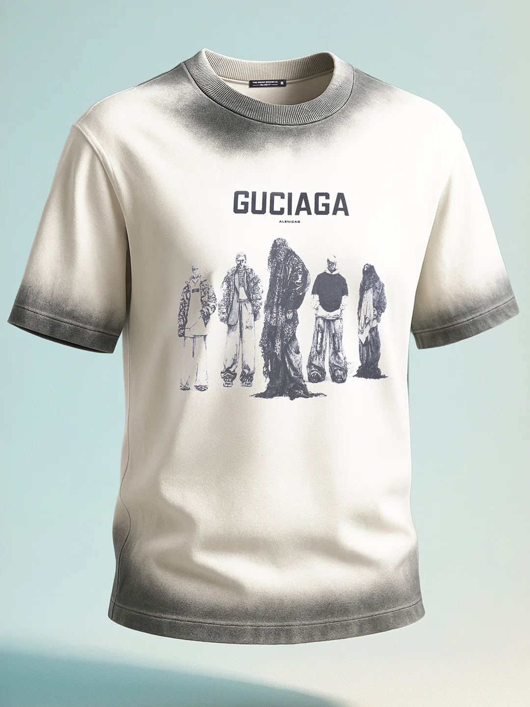 Men's Cream Relaxed Fit Graphic Printed 240 GSM Street Wear T-Shirt - Image 3