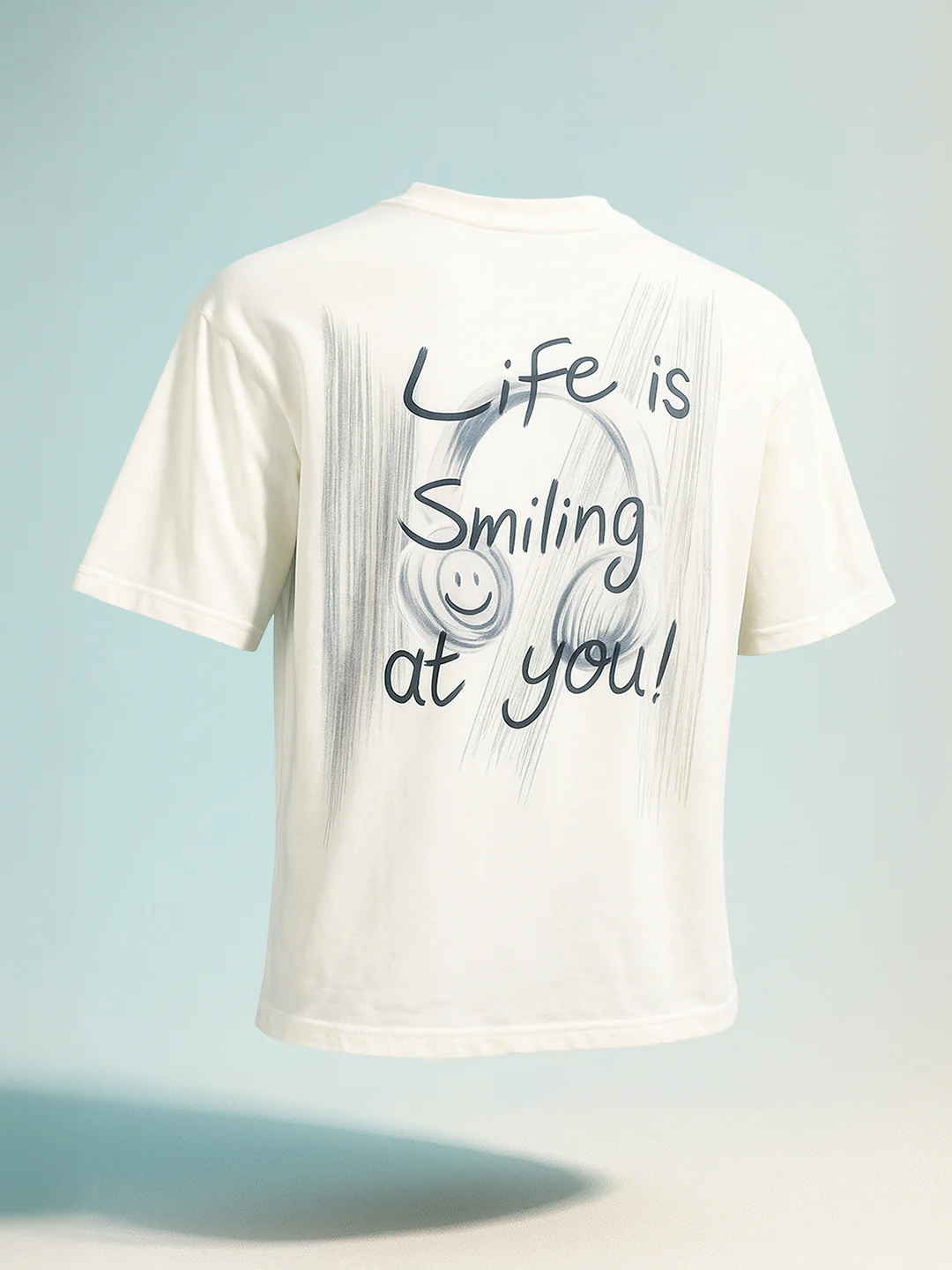 Men's Cream Relaxed Fit Graphic Printed 240 GSM Street Wear T-Shirt