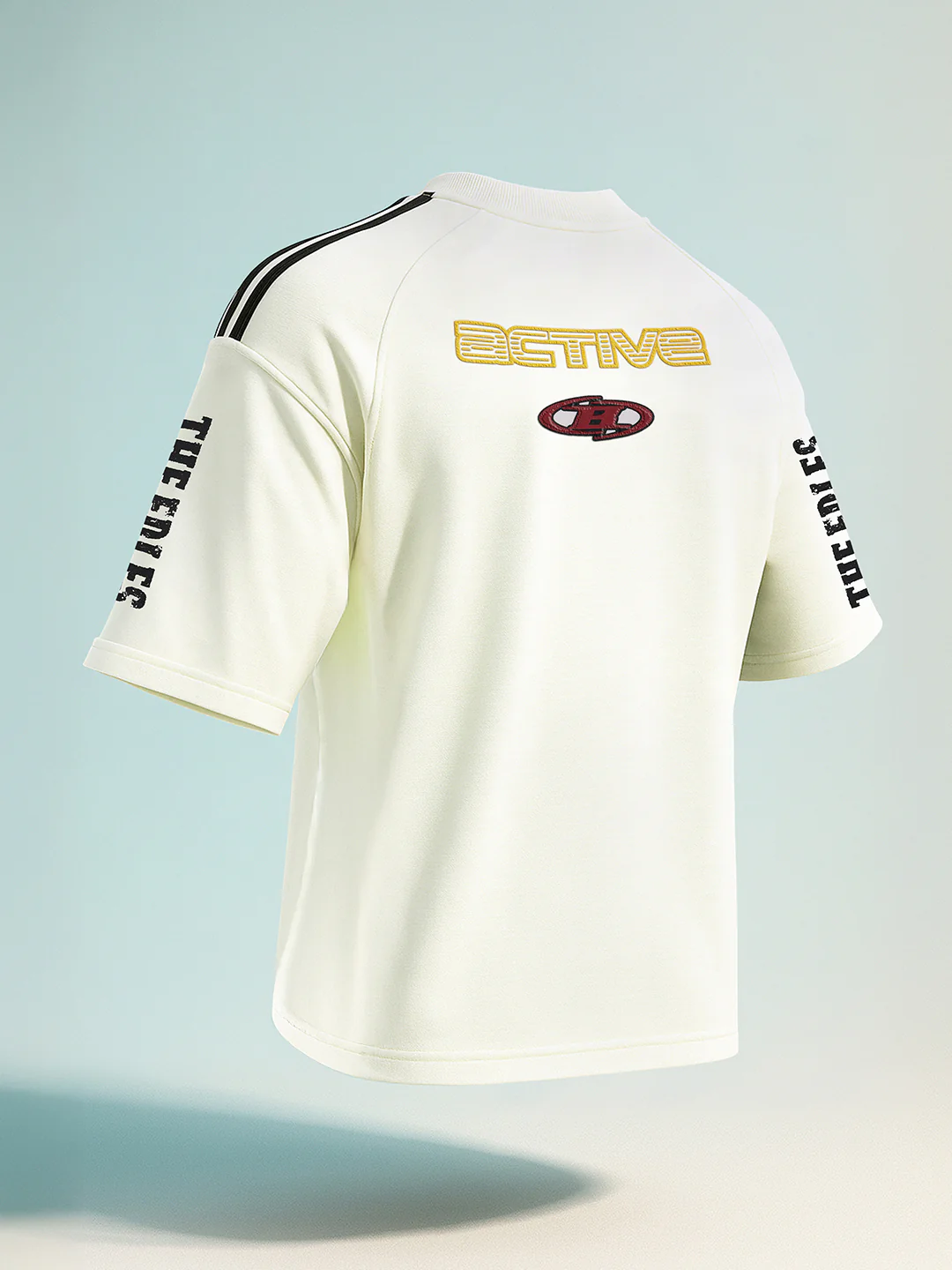 Men's Cream Relaxed Fit Graphic Printed 240 GSM Street Wear T-Shirt - Image 2