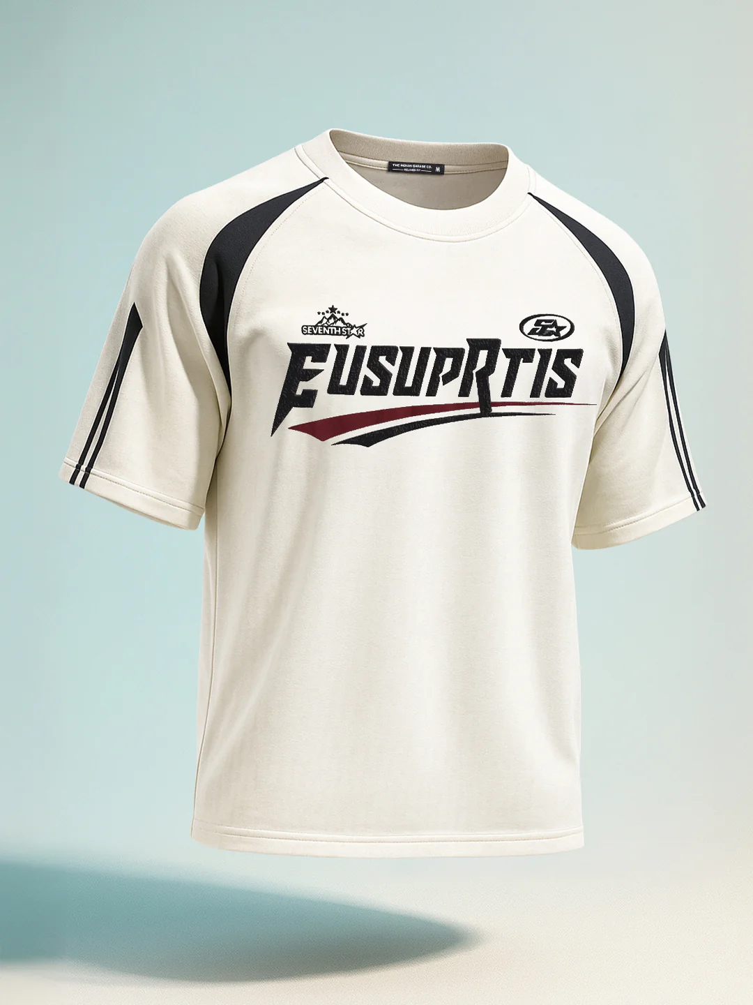 Men's Cream Relaxed Fit Graphic Printed 240 GSM Street Wear T-Shirt