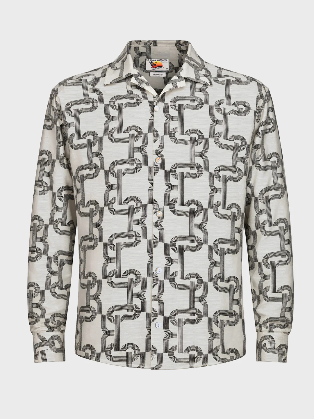 Men's Cream Relaxed Fit Printed Casual Shirts - Image 3