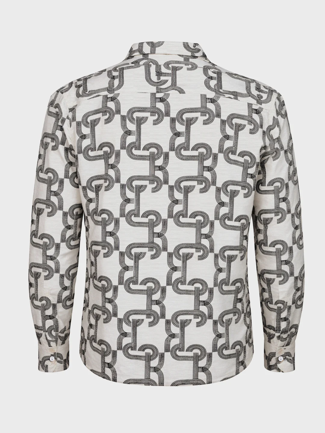 Men's Cream Relaxed Fit Printed Casual Shirts - Image 4