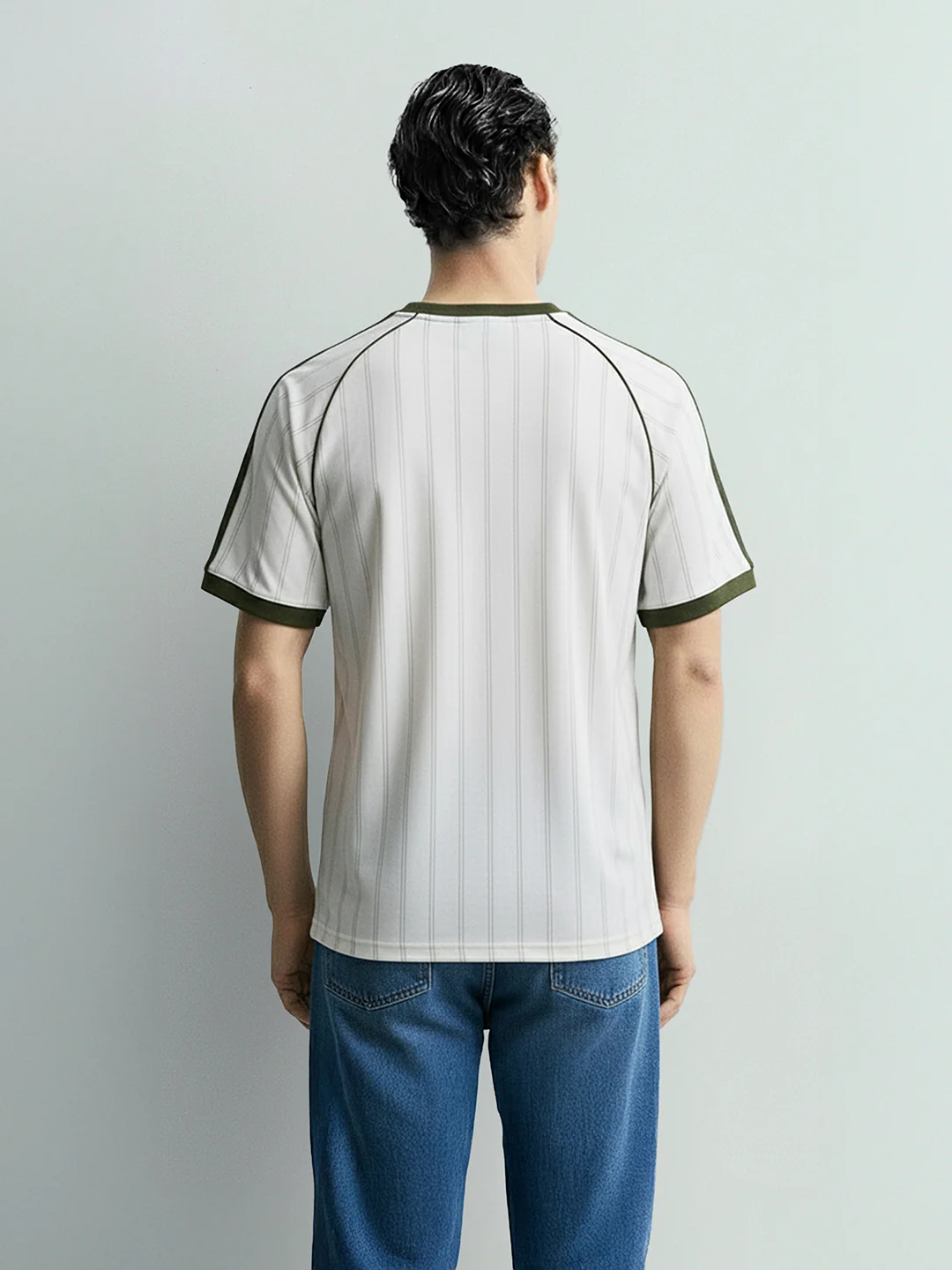 Men's Cream Relaxed Fit Printed 240 GSM Sport Wear T-Shirt - Image 4