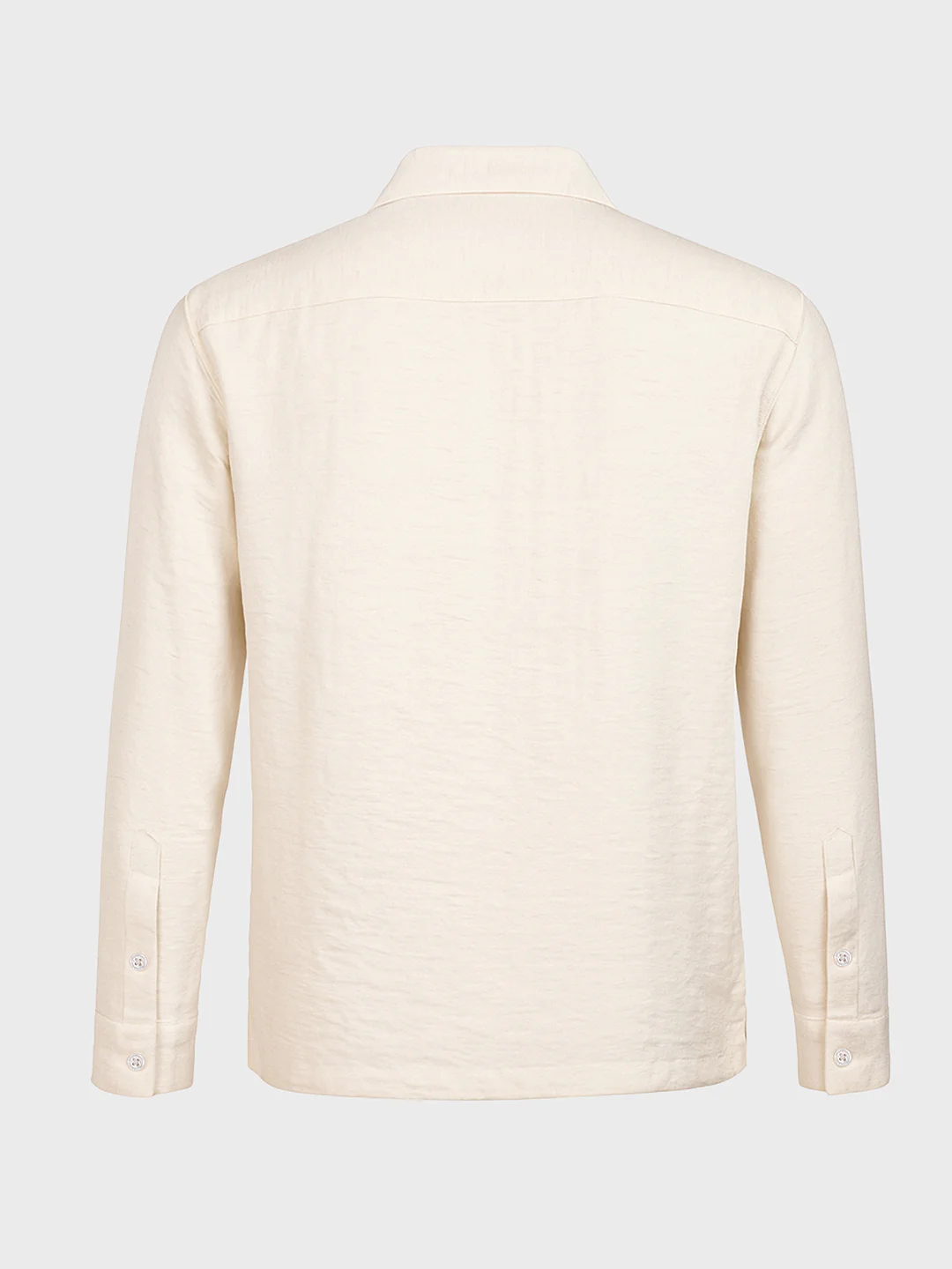 Men's Cream Relaxed Fit Embroided Casual Shirt - Image 4
