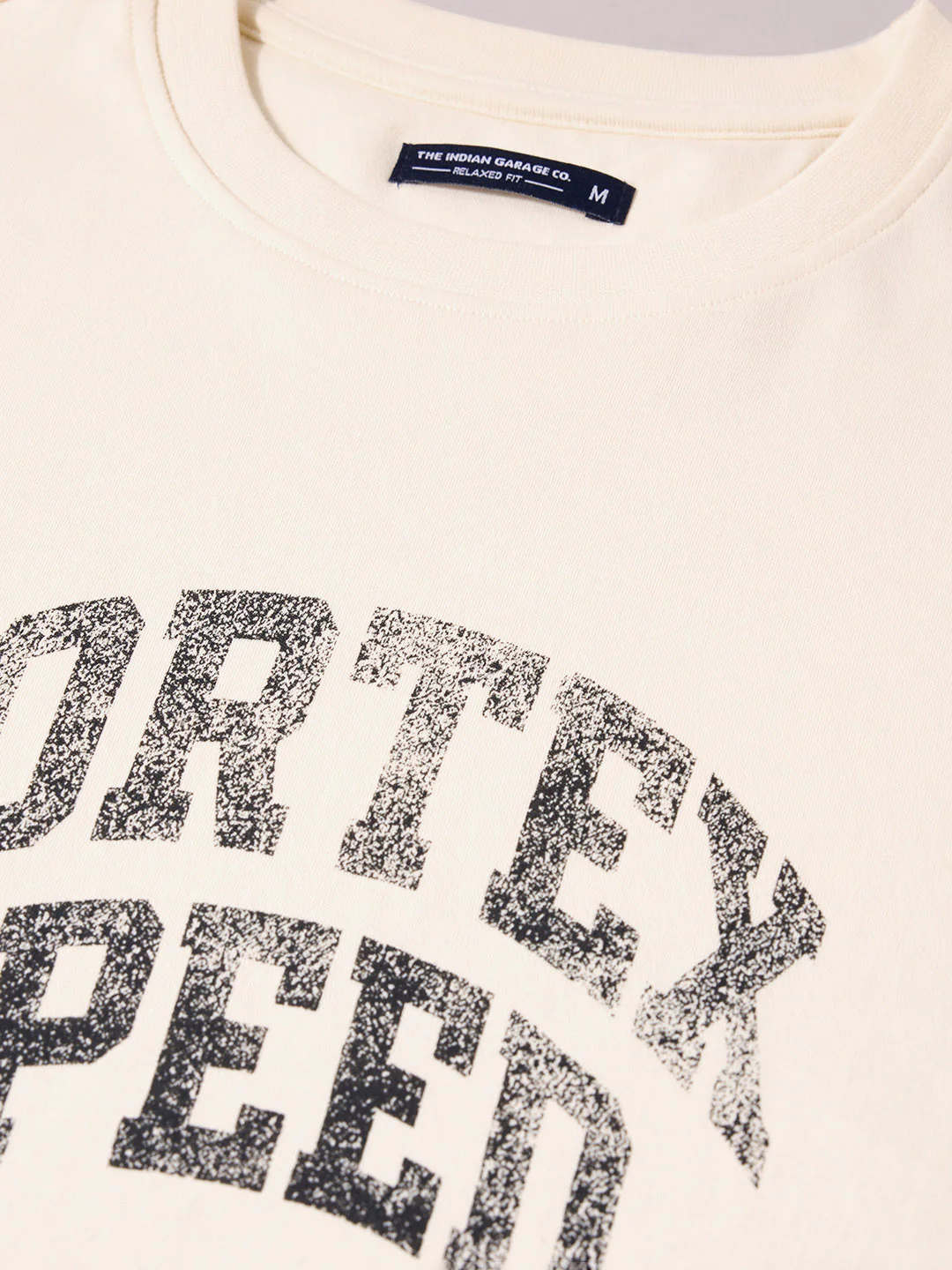 Men's Cream Relaxed Fit Solid Casual T-Shirt - Image 6