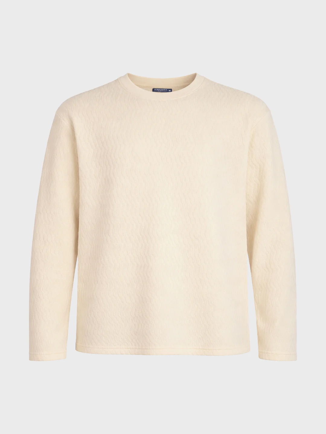 Men's Cream Relaxed Fit Textured Casual T-Shirts - Image 4