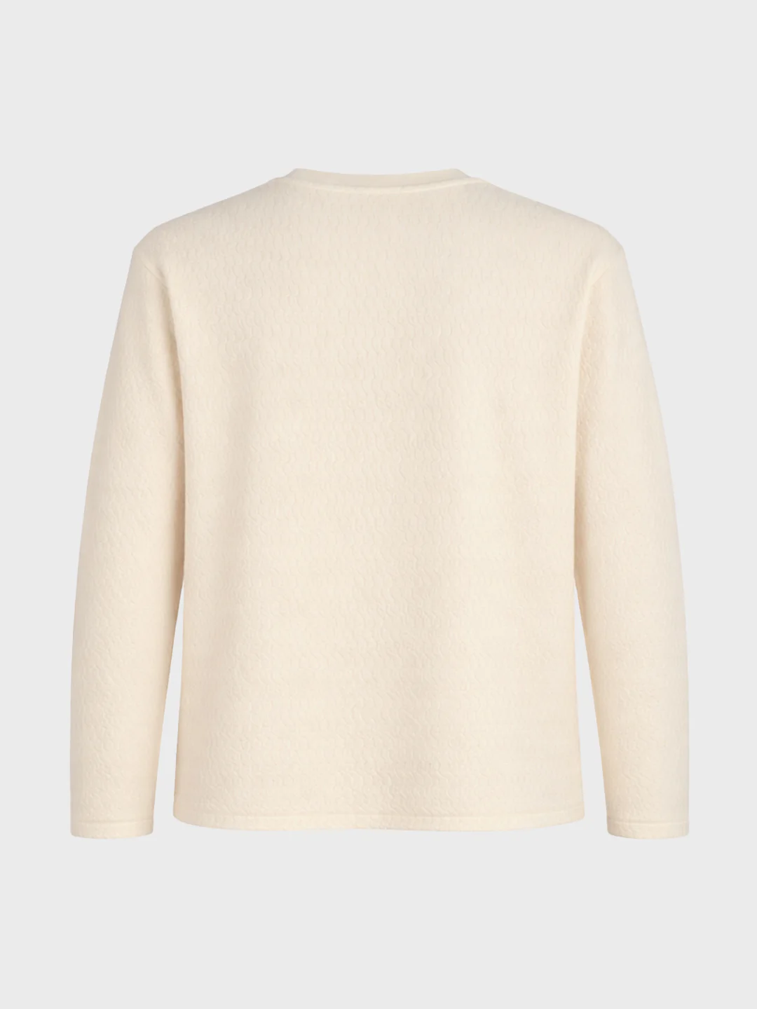Men's Cream Relaxed Fit Textured Casual T-Shirts - Image 5