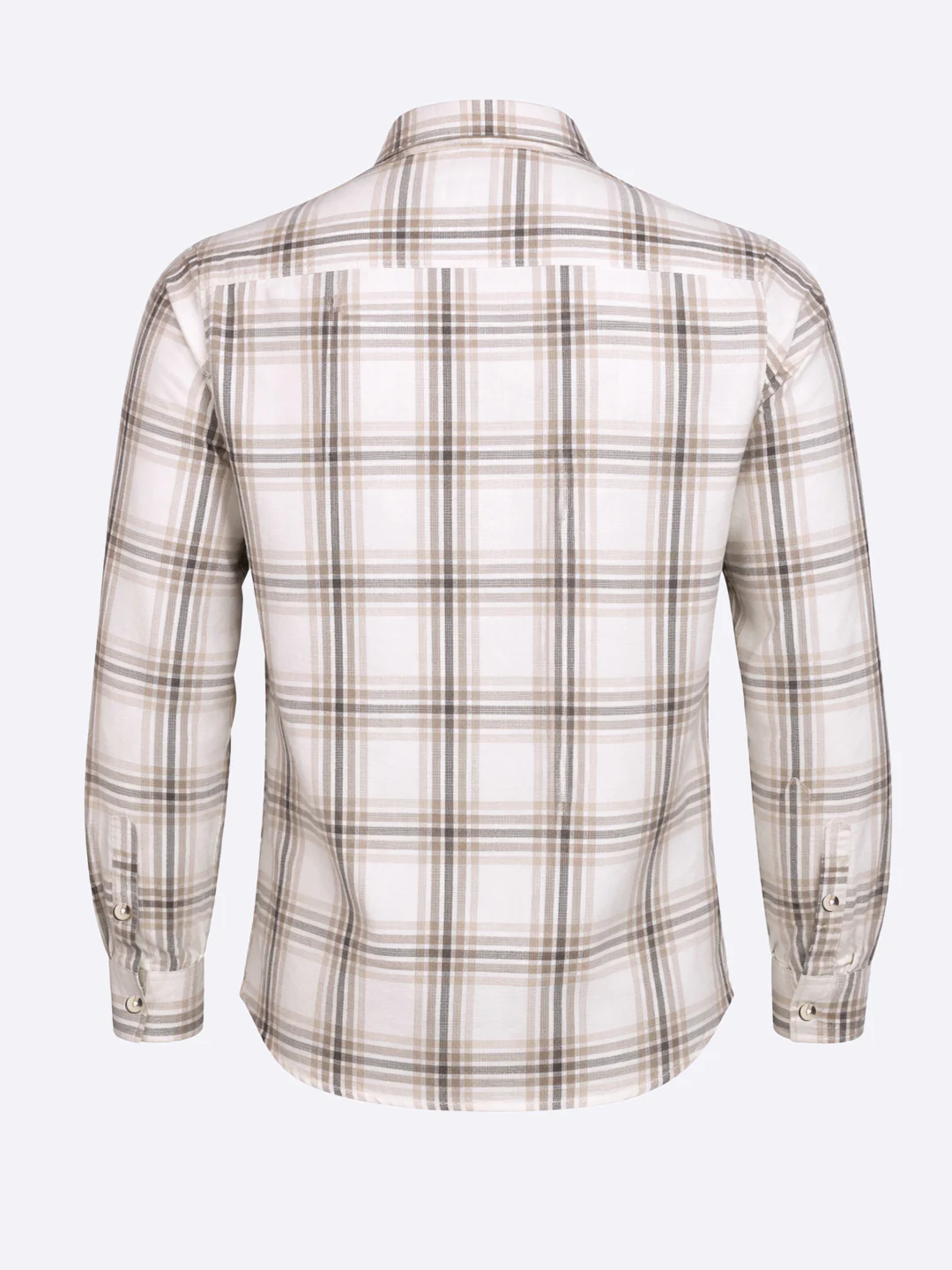 Men's Cream Slim Fit Checked Casual Shirt - Image 5