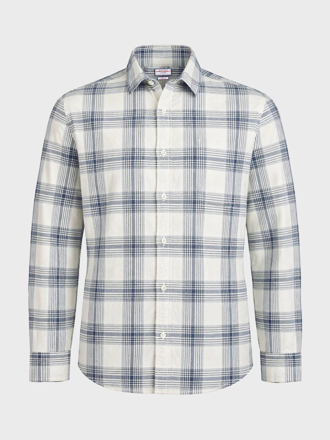 Men's Cream Slim Fit Checkered Casual Shirt - Image 6