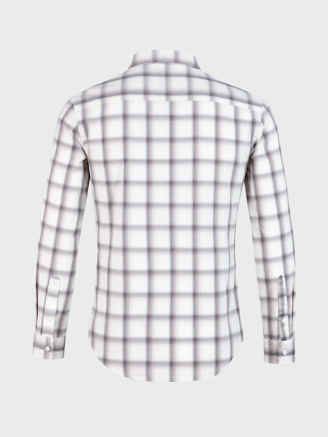 Men's Cream Slim Fit Checkered Casual Shirt - Image 6