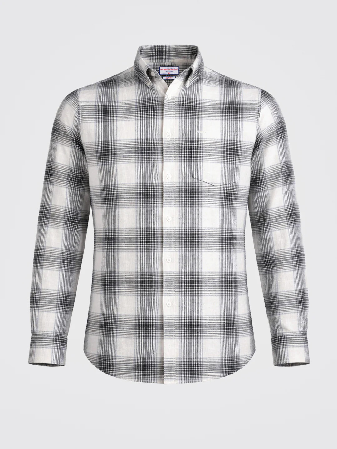 Men's Cream Slim Fit Checkered Casual Shirt - Image 6