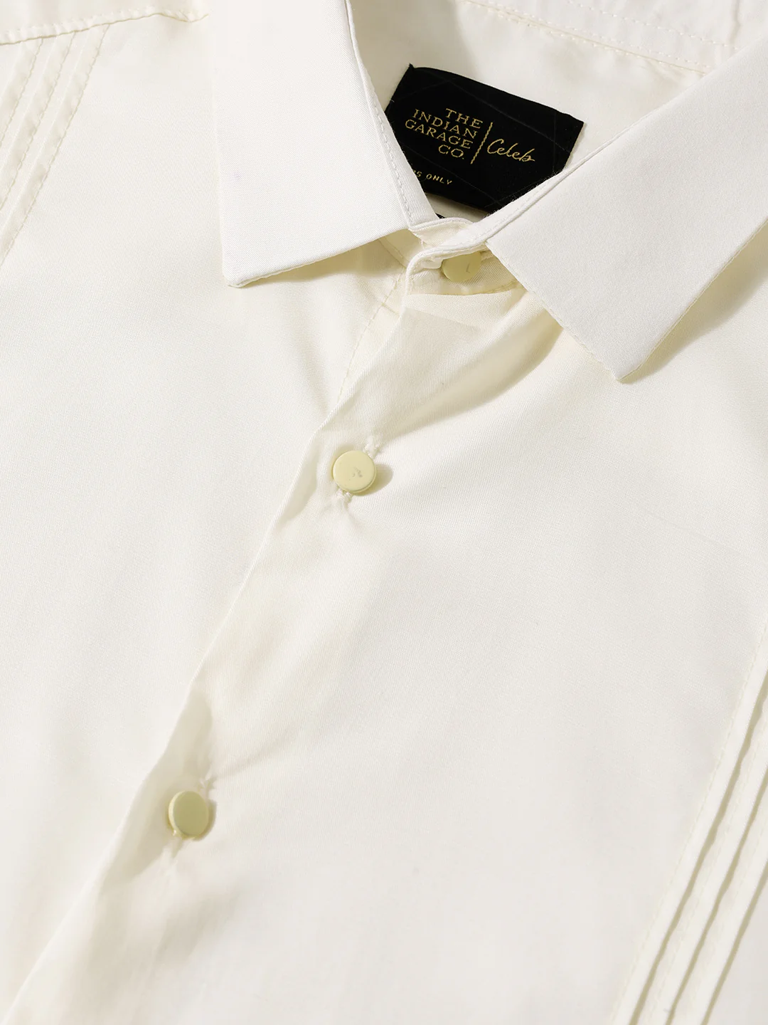 Men's Cream Slim Fit Party Wear Solid Shirt - Image 3