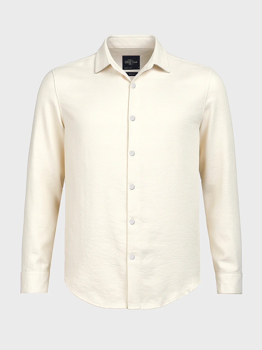 Men's Cream Slim Fit Party Wear Solid Shirt - Image 3