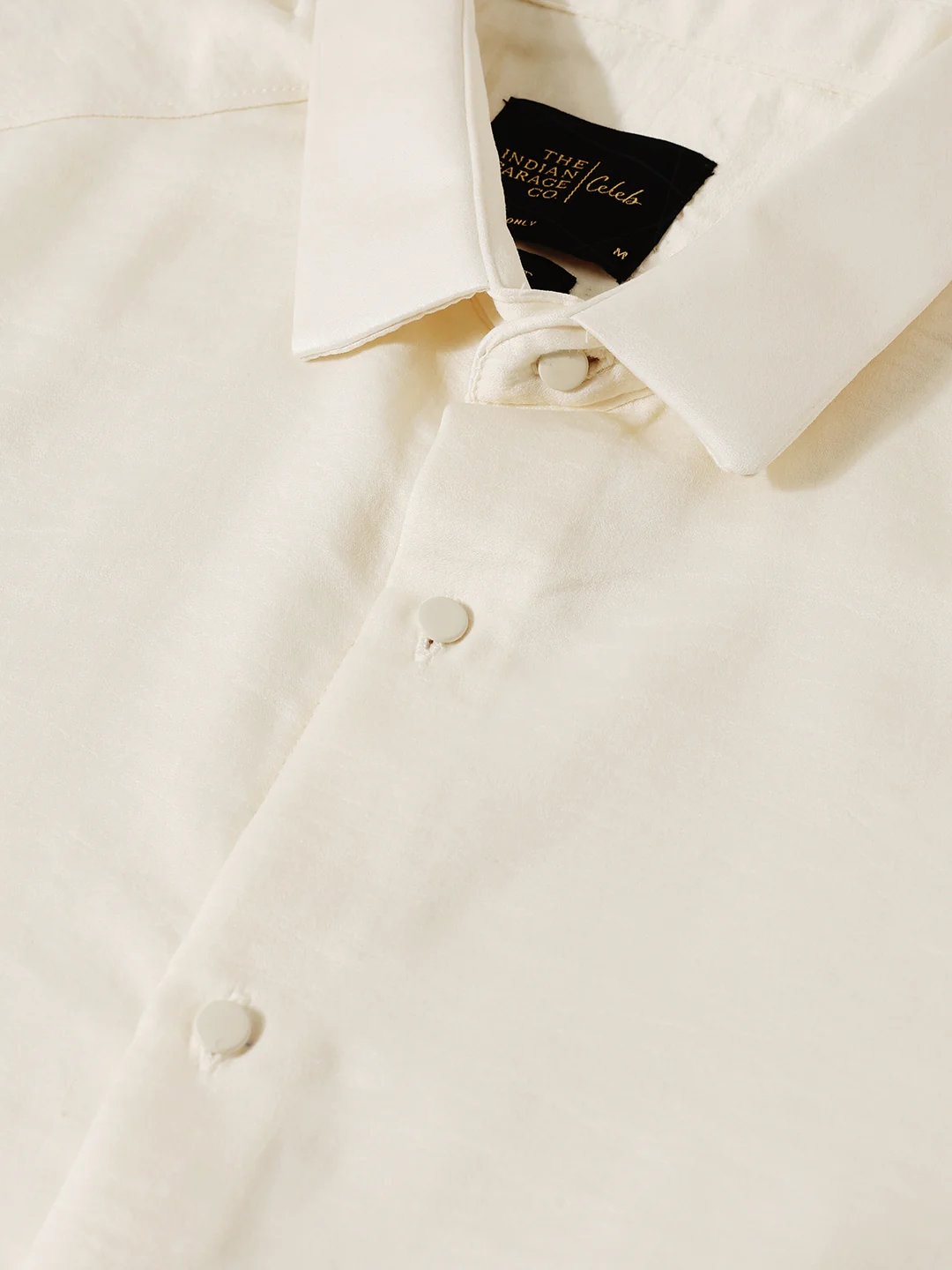 Men's Cream Slim Fit Party Wear Solid Shirt - Image 5