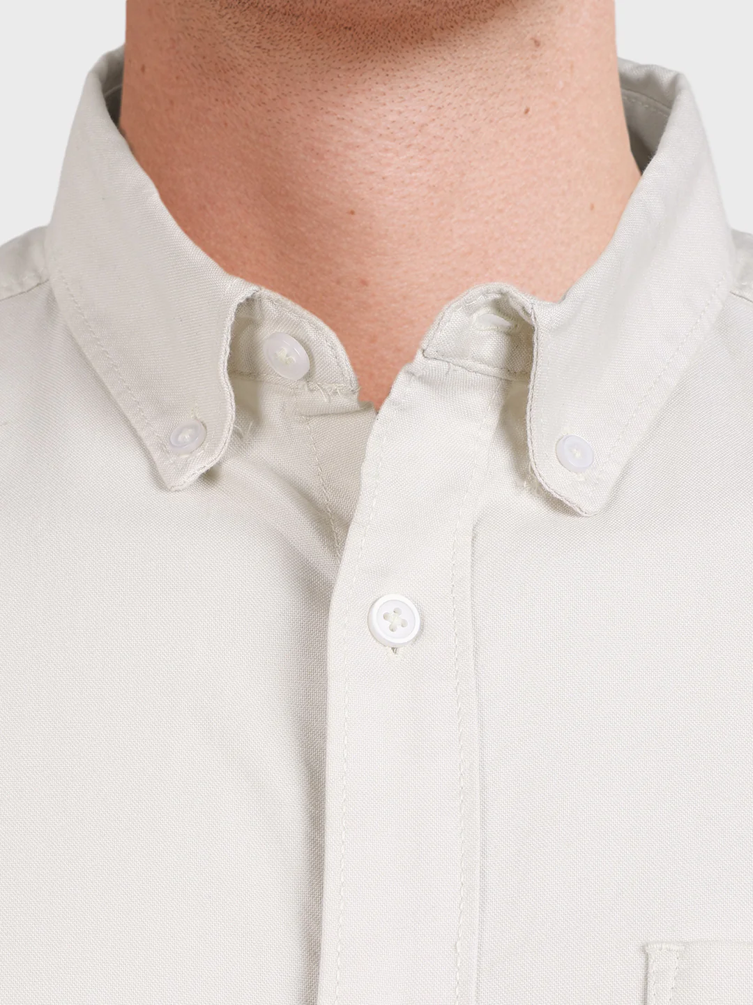 Men's Cream Slim Fit Solid Casual Shirt - Image 7