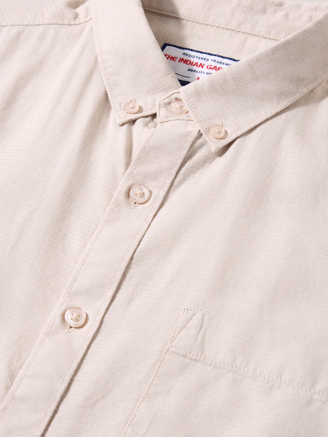 Men's Cream Slim Fit Solid Casual Shirt - Image 3